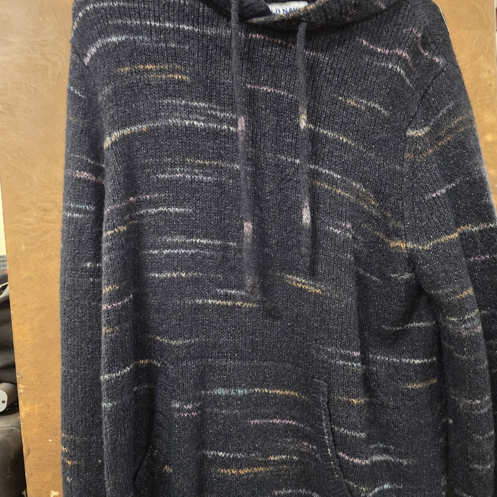 Old Navy Men's Dark Knit Sweater with Multicolor Accents